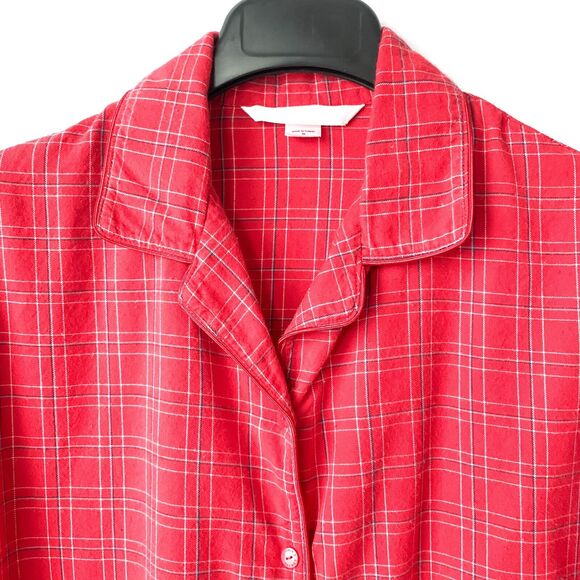 Victoria’s Secret Pajama Top Sz Small Red Plaid Long-Sleeves 100% Cotton Buttons - Picture 2 of 10